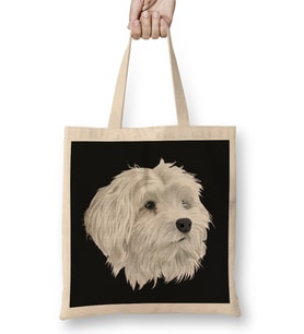 Maltese Dog 01 Bez Çanta Uzun Saplı