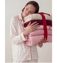 LCW DREAM Ekru Gömlek Yaka Baskılı Kadın Pijama Takımı