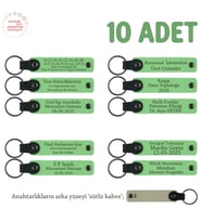 Seramik Atölyesi Öğrencilerine Anlamlı Hediye, 10'lu Set, Kişiye Özel Anahtarlık, F Yeşil & S Kahve (Fıstık Yeşili)