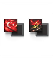 Buzdolap Magnetleri - Angola Bayrağı ve Türk Bayrağı - 2'li Set Magneti
