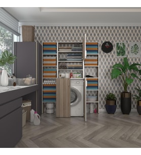 Kenzlife çamaşır makinesi dolabı kasparovmaksduble crd 180*126*55-20 banyo kapaklı arkalıksız (Karışık)