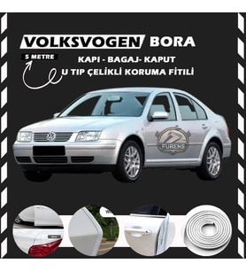 Volksvogen Bora Oto Araç Kapı Koruma Fitili 5metre Parlak Beyaz Renk