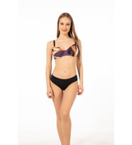 Estiva Kadın Üstü Desenli Toparlayıcı Balenli Bikini Takımı - Mor (Renksiz)