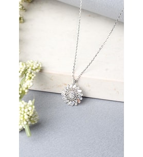 Yuvarlak Kolye Baget Taşlı 925 Ayar Gümüş Kolye (Silver)