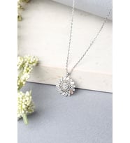Yuvarlak Kolye Baget Taşlı 925 Ayar Gümüş Kolye (Silver)