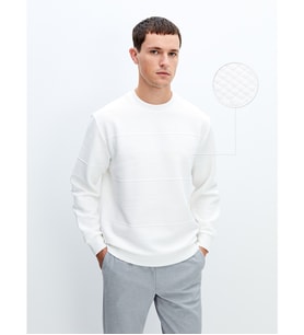 LCW Vision Beyaz Bisiklet Yaka Erkek Sweatshirt