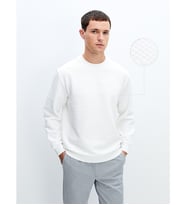 LCW Vision Beyaz Bisiklet Yaka Erkek Sweatshirt