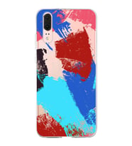 Huawei P20 Uyumlu Kapak Brush Stroke Tasarımlı Şeffaf Silikon Kılıf