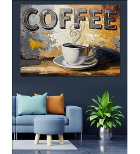 Coffee Yazılı Nostaljik Kahve Tablosu Dekoratif Kanvas - Mdf Ahşap Tablo