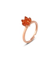 925 ayar gümüş, Orange taşlı Rose kaplama ayarlanabilir Lotus Çiçeği Yüzük (STD)