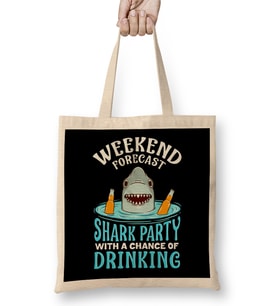 Weekend Forecast Shark Party with Drinking Bez Çanta Uzun Saplı