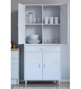 Eliusta Luma Kapaklı & Çekmeceli Banyo Dolabı 80 cm Genişlikte Beyaz Dolap 80x173x32,5 cm Depolama Dolabı