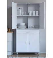 Eliusta Luma Kapaklı & Çekmeceli Banyo Dolabı 80 cm Genişlikte Beyaz Dolap 80x173x32,5 cm Depolama Dolabı