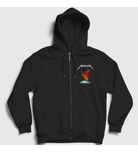 Presmono Unisex Siyah Hardwired Metallica Fermuarlı Kapüşonlu Sweatshirt 292488tt