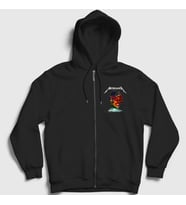 Presmono Unisex Siyah Hardwired Metallica Fermuarlı Kapüşonlu Sweatshirt 292488tt