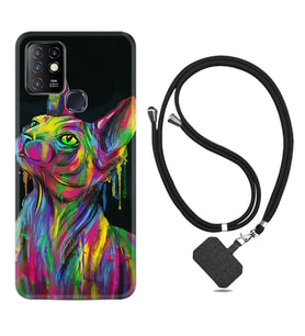 INFINIX Hot 8 9 10 11S Hot 10 Play 10T Kılıf Boyun Askılı Silikon Color Cat 1754