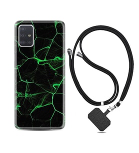 Samsung a71 A72 A73 A7 A9 2018 C7 C9 Kılıf Boyun Askılı Silikon Yeşil Şerit Mermer 1320