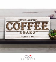 BK Gift Kişiye Özel Dekoratif Ahşap Coffee Bar Tabelası 61cm - Model 4