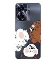 Realme C55 Uyumlu Kafadar Ayılar Desenli Şeffaf Telefon Kılıfı
