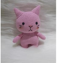 Pembe Miniş Pisi Uyku Arkadaşı Amigurumi Organik Oyuncak