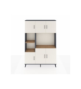 Arges Dolap 9 Raflı 6 Kapaklı 132x30x195 Antrasit-Aytaşı/Çam