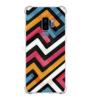Samsung Galaxy S9 Plus  Köşe Korumalı Antişok Kapak Labirent Grafiti Tasarımlı Şeffaf  Kılıf