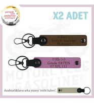 Motosiklet Aşıkları İçin, İsim Plaka ve 0 (+) Kan Grubu Yazılı Kişisel x2 Anahtarlık, Kahve-Pembe-SK (Çok Renkli)