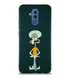 Huawei Mate 20 Lite Soft Premier Kapak Squidward Dokunaç Tasarımlı Silikon Kılıf - Yeşil (Şeffaf)