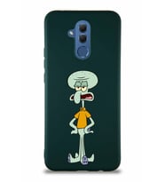 Huawei Mate 20 Lite Soft Premier Kapak Squidward Dokunaç Tasarımlı Silikon Kılıf - Yeşil (Şeffaf)