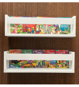 Beyaz 2 li Duvar Rafı Montessori Kitaplık