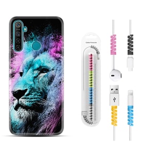 Realme 5i 5 Pro 6i 7 Pro 8 Kılıf Kablo Koruma Spiral Silikon Pink Blue Leon 1603