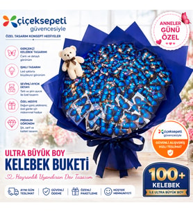 Anneler Günü & Sevgiliye Özel Işıklı Kelebek Buketi – Ultra Büyük Boy Premium Hediye