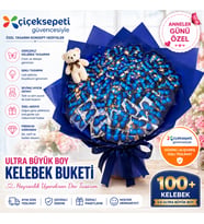Anneler Günü & Sevgiliye Özel Işıklı Kelebek Buketi – Ultra Büyük Boy Premium Hediye