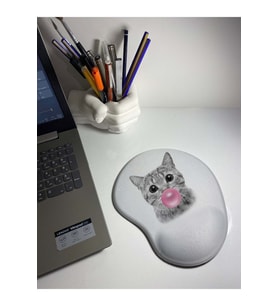 Sakız Çiğeneyen Kedi Bilek Destekli Mouse Pad
