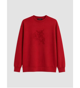 LCW Comfort Kırmızı Nakışlı Soft Touch Kadın Sweatshirt
