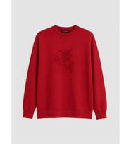 LCW Comfort Kırmızı Nakışlı Soft Touch Kadın Sweatshirt