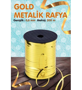 Metalik Altın Renk Rafya - Janjanlı Rafya - 200 mt-T381