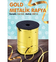Metalik Altın Renk Rafya - Janjanlı Rafya - 200 mt-T381 (ALTIN SPORT)