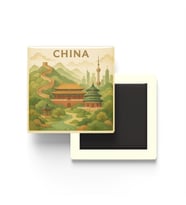 Çin - China - Paper Cut Art - Baskılı Buzdolap Magneti Kare - 9x9 cm