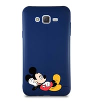 Samsung Galaxy J7 Soft Premier Kapak Mickey Mouse-F Tasarımlı Silikon Kılıf - Lacivert (Şeffaf)