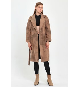 ALEXANDERGARDI BATİK DESENLİ KAŞE PALTO (B20-151704) (Camel)