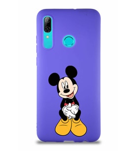 Huawei P Smart 2019 Soft Premier Kapak Mickey Mouse-A Tasarımlı Silikon Kılıf - Mor (Şeffaf)