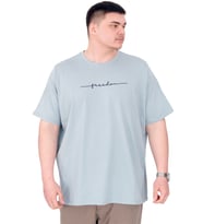 Mode XL Büyük Beden Erkek T-Shirt Bisiklet Yaka FREEDOM U25033 Mavi