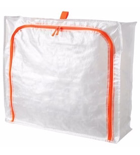 Saklama Kutusu-Hurç Fermuarlı 55x49x19 cm Beyaz -Turuncu Renk Dolap İçi Düzenleyiciler,Hurç