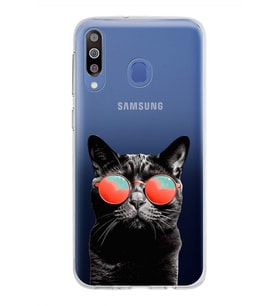 PrintiFy Samsung Galaxy M30 ile Uyumlu 1mm Slim Fit Kedi 3 050d Baskılı Şeffaf  Kılıf