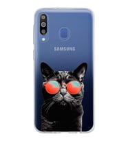 PrintiFy Samsung Galaxy M30 ile Uyumlu 1mm Slim Fit Kedi 3 050d Baskılı Şeffaf  Kılıf