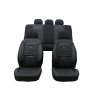 Kia Pro Ceed Uyumlu Yarı Deri Yarı Kumaş Kapitone Oto Koltuk Kılıfı Siyah (Karışık)