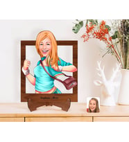 BK Gift Kişiye Özel Kadın Karikatürlü Ahşap Standlı 3D Biblo-52 (Beyaz)