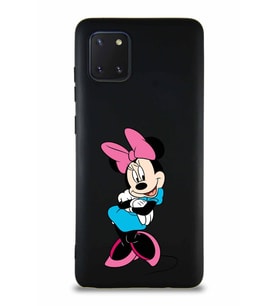 Samsung Galaxy Note 10 Lite Soft Premier Kapak Minnie Mouse-D Tasarımlı Silikon Kılıf - Siyah (Şeffaf)