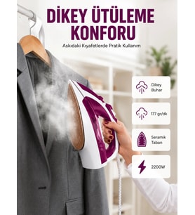 Modern Tasarım 2200W Dayanıklı Buharlı Seramik Kaplama Ütü Yeni Nesil
